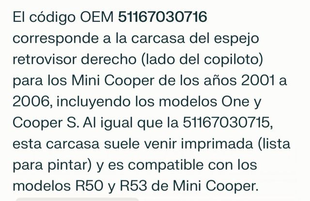 Carcasas originales Mini ONE/COOPER/S (2001/06)
