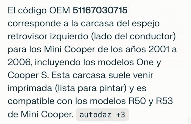 Carcasas originales Mini ONE/COOPER/S (2001/06)