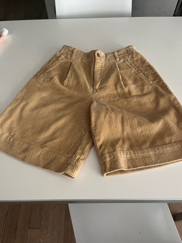 Pantaloncini donna in velluto beige