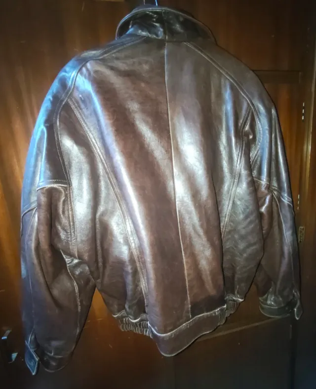 Chaqueta de cuero vintage marrón