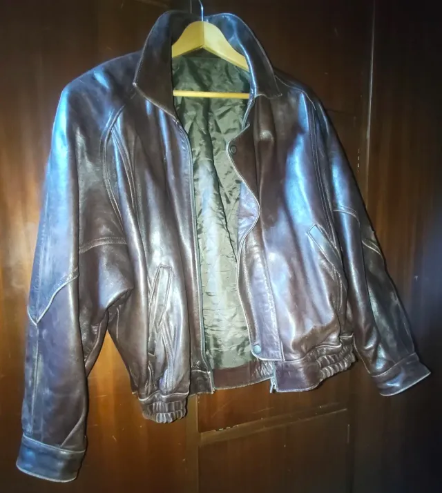 Chaqueta de cuero vintage marrón