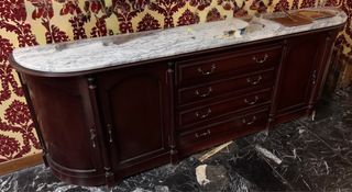 Mueble aparador madera con mármol
