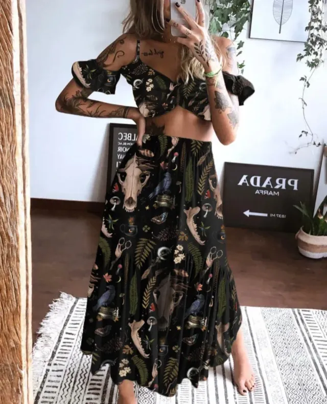 Nuevo. Conjunto Boho Coramoon Negro Talla Única