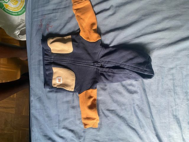 Jersey bebé azul y naranja