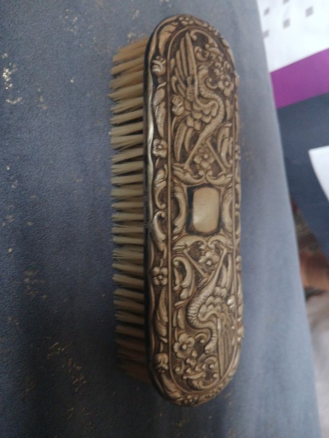 Cepillo antiguo plata cisne y flores