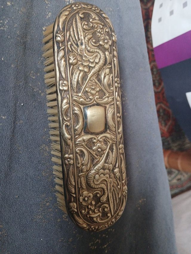 Cepillo antiguo plata cisne y flores