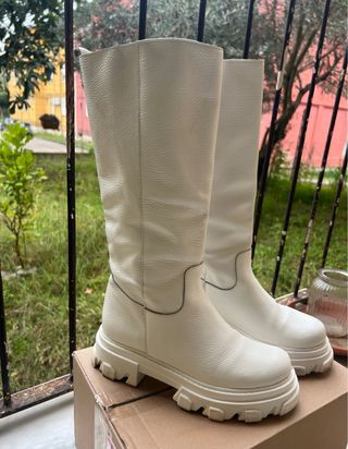 Stivali alti bianchi con suola chunky