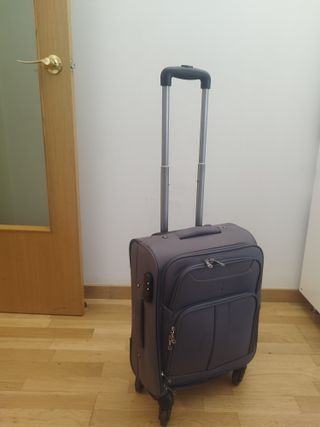 Maleta de viaje gris con ruedas