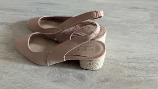 Rosa y beige en tacón /Slingback