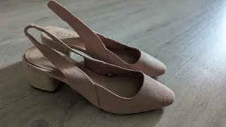 Rosa y beige en tacón /Slingback
