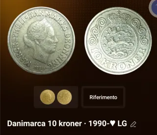 Danimarca 10 Kroner 1990