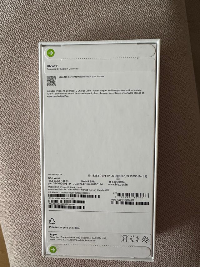 iPhone 16 128GB Negro Nuevo Sellado