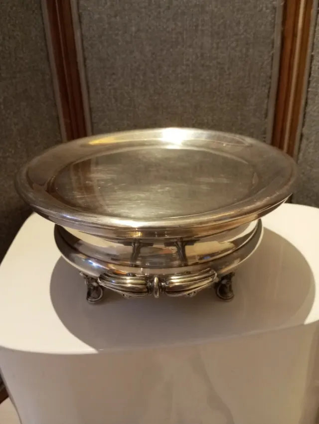 Calentador de platos plateado