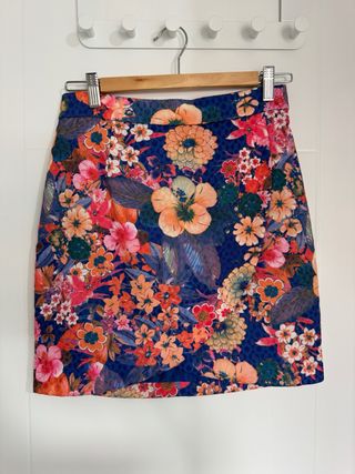 Falda estampada floral azul