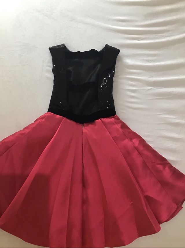 Vestido fiesta lentejuelas negro y rojo T.38