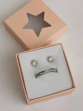 Anillo y pendientes Acero Inoxidable Circonitas