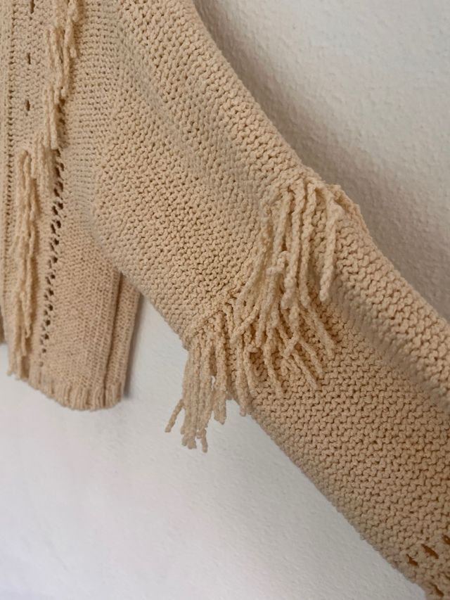 Jersey Zara flecos talla S beige