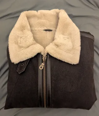 Chaqueta aviador piel forro beige