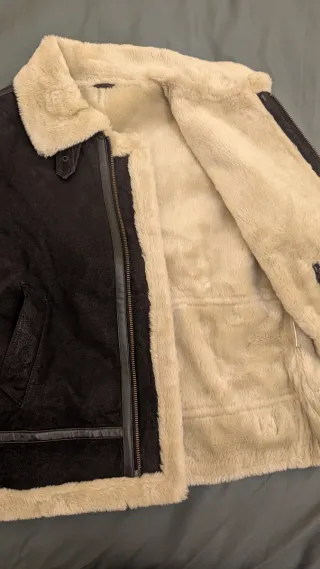 Chaqueta aviador piel forro beige