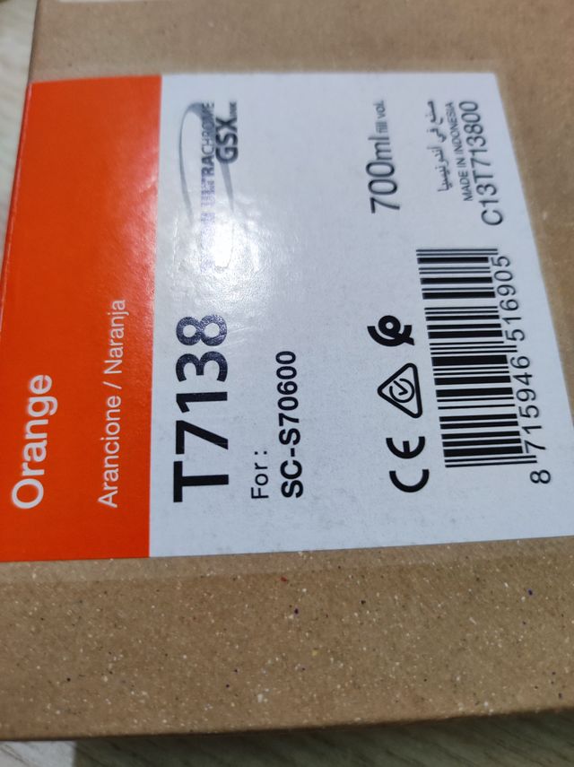 Cartucho Tinta Epson T7138 Naranja 700ml