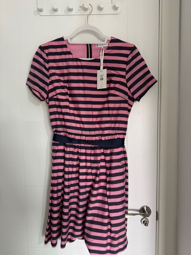 Vestido Tommy Hilfiger Rayas Rosa y Azul Talla M