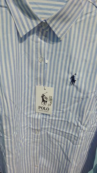 Camisa Polo Ralph Lauren Rayas Azul Blanco unisex