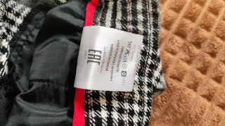 Calça Senhora xadrez cinza e branca