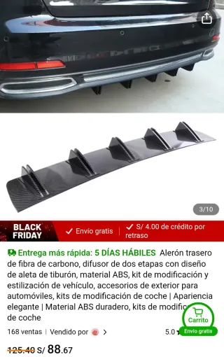 Difusor trasero carbono ABS