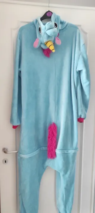 Pigiamone unisex unicorno blu e bianco