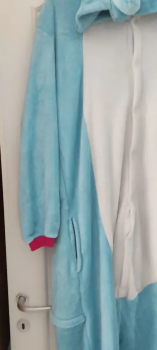 Pigiamone unisex unicorno blu e bianco
