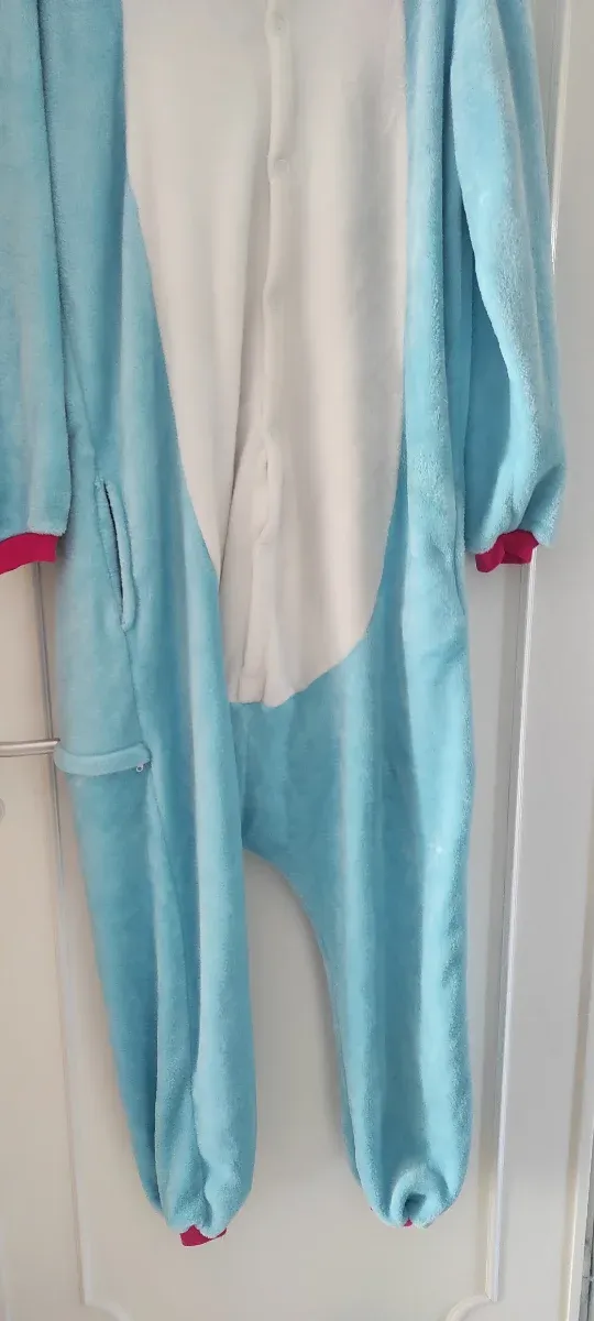 Pigiamone unisex unicorno blu e bianco