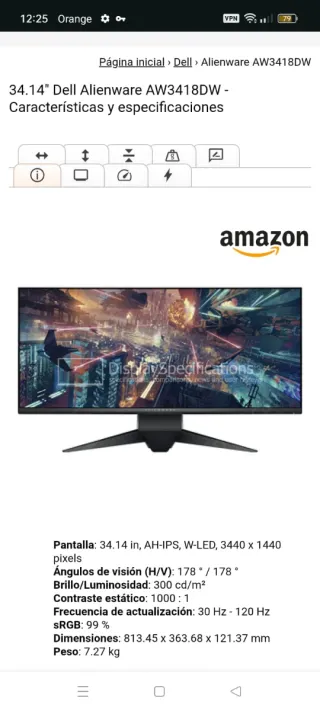 Monitor Alienware 34 Curvo