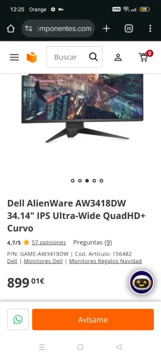 Monitor Alienware 34 Curvo