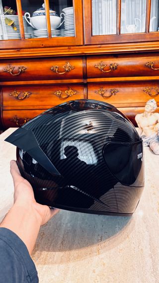 Casco Moto Carbono + Guantes + Intercomunicador