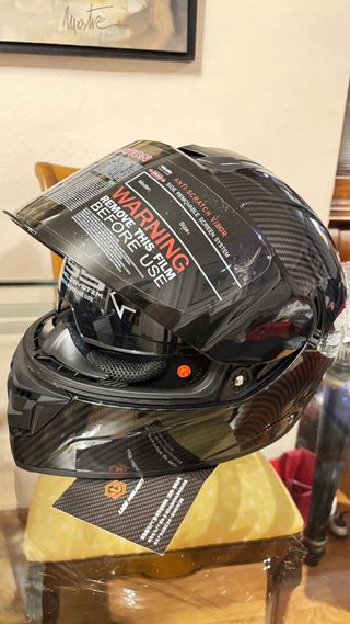 Casco Moto Carbono + Guantes + Intercomunicador