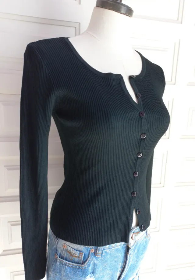 Chaqueta Cardigan Negra Manga Larga