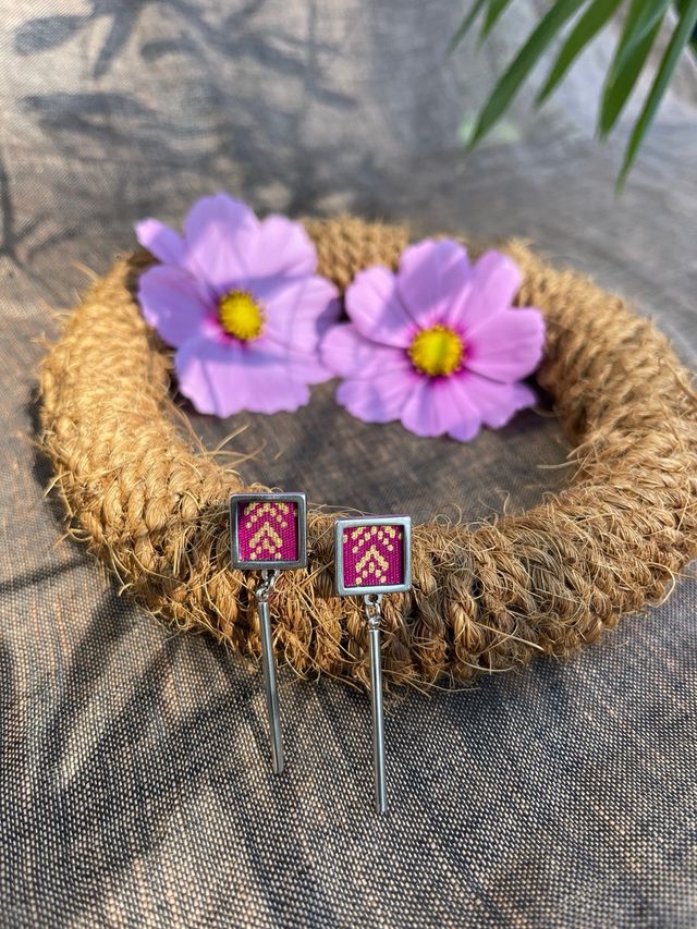 Pendientes artesanales tela batik Filipinas