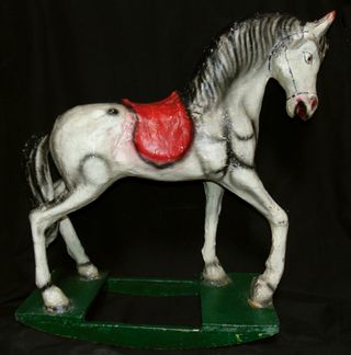 Caballo Papel Maché Balancín Madera 1951
