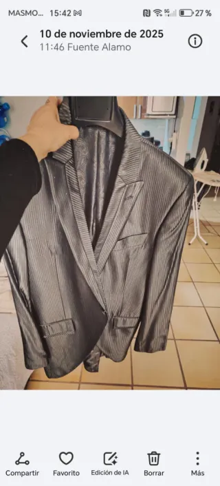 Traje de 3 piezas negro y gris