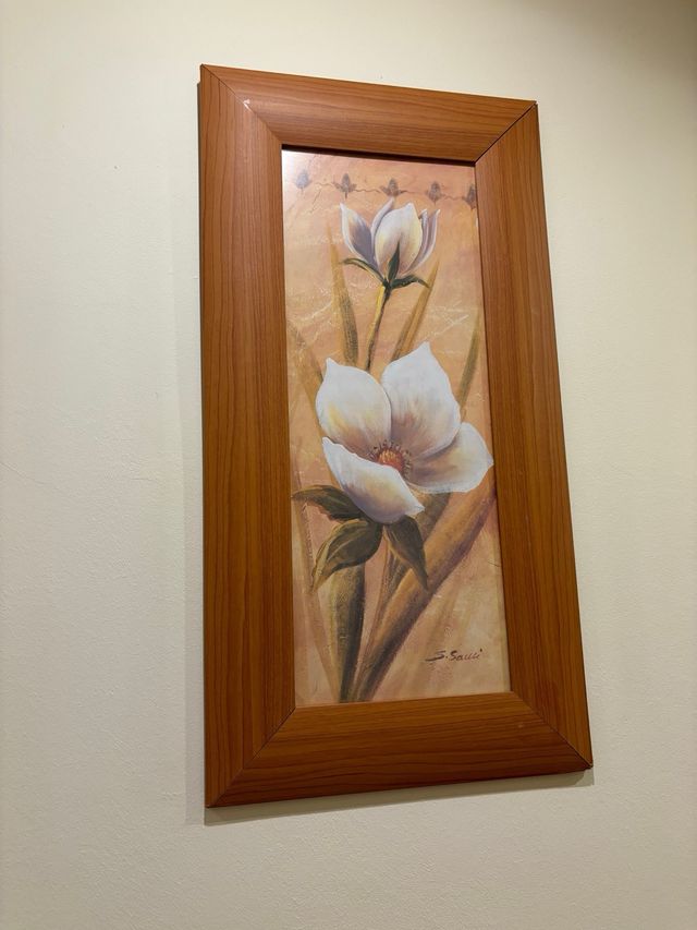 Tríptico de cuadros flores blancas