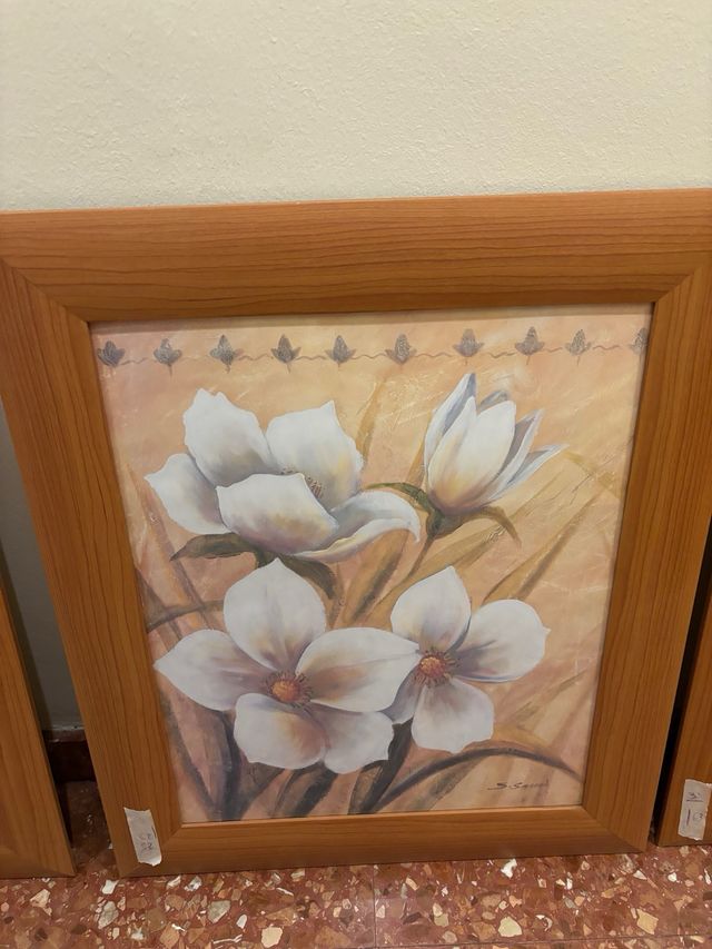 Tríptico de cuadros flores blancas