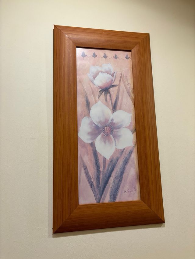 Tríptico de cuadros flores blancas