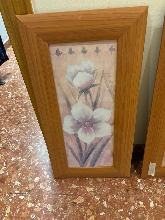 Tríptico de cuadros flores blancas