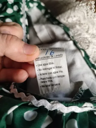 Traje Flamenca Verde Lunares Blanco Talla Única