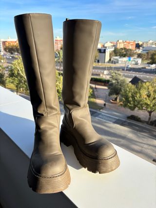 Botas de agua plataforma verde caqui