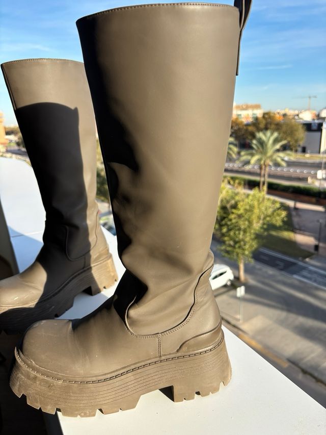 Botas de agua plataforma verde caqui