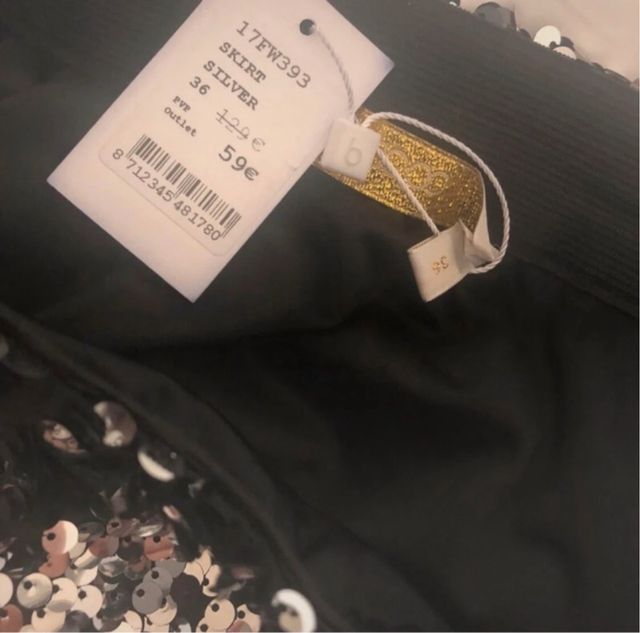 Falda BDBA lentejuelas plateadas sin estrenar