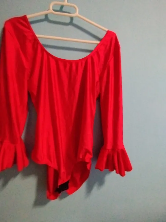 Body Flamenco Rociera Elástico Rojo