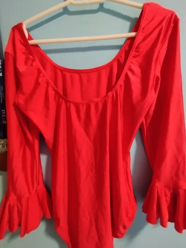 Body Flamenco Rociera Elástico Rojo