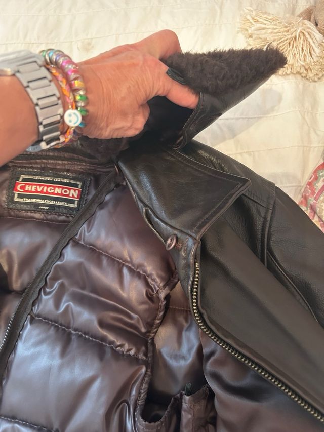 Cazadora de cuero Chevignon marrón